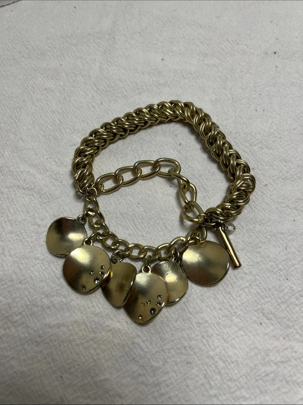 Kenneth Cole Gold-Tone Stretch Bracelet - Dangle Disc Charms